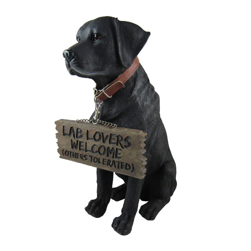 DWK Charming Black Labrador Indoor Outdoor Welcome Statue: Lifelike Canine Companion with Reversible Message Sign for Heartwarming Greetings and Playful Decor - Image 5